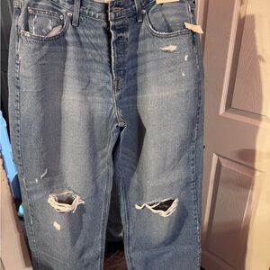 Universal Thread Relaxed Ripped Mid-Blue Jeans